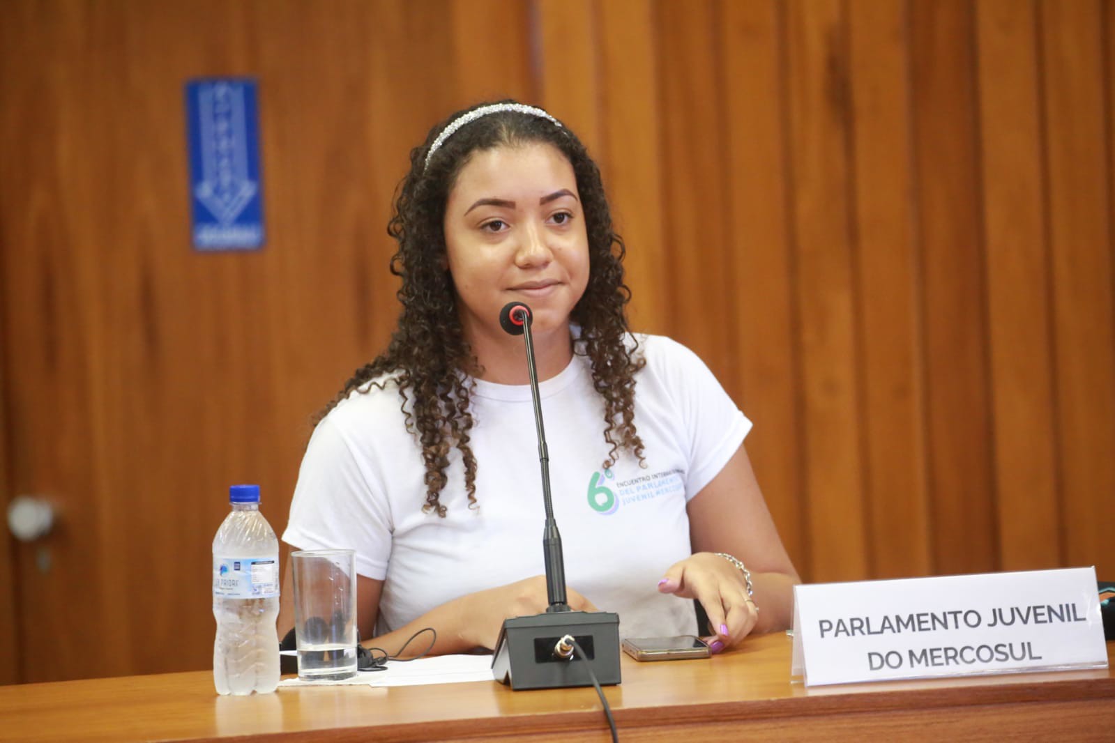 Alice Vitória Lino Pires, estudante do IFG Câmpus Uruaçu, representou o Parlamento Juvenil do Mercosul em reunião com ministros de países do bloco