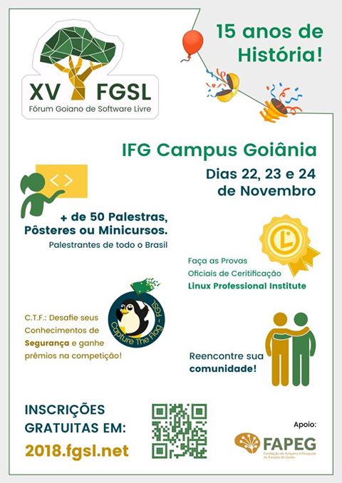 Cartaz do 15 Fórum Goiano de Software Livre