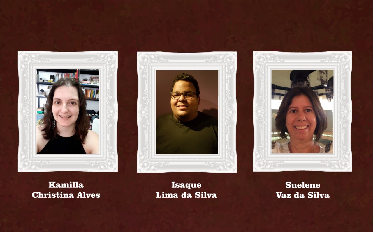 Professora Suelene Vaz e os alunos e voluntários do projeto MoV(irtual), Isaque da Silva e Kamilla Alves, durante encontro virtual para elaboração do artigo premiado.