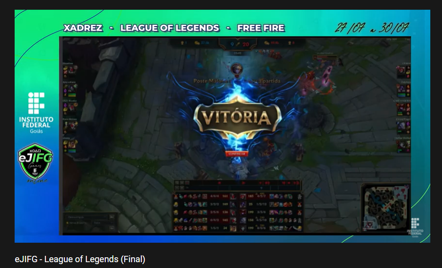 Na modalidade League of Legends, os jogadores do Câmpus Formosa realizaram a disputa final contra o Câmpus Luziânia 