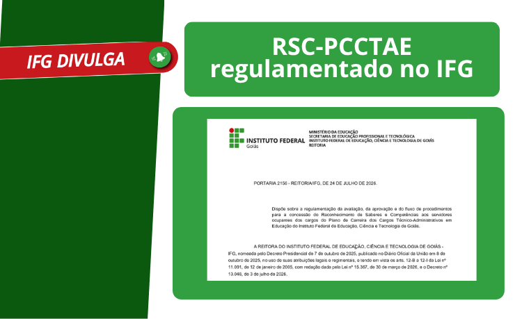 Publicada portaria que regulamenta o RSC no IFG.