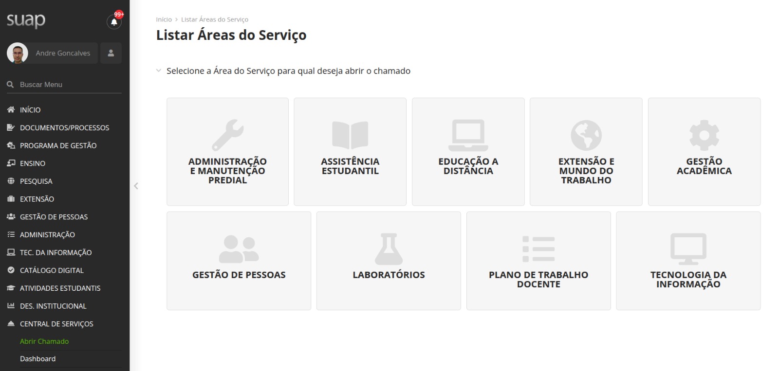 Central de Serviços da Extensão funciona no Suap