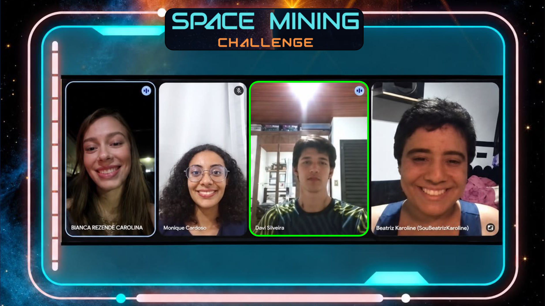 O estudante de Engenharia de Controle e Automação do Câmpus Goiânia do IFG, Davi Silveira, integrou a equipe formada por Monique Cardoso, Bianca Rezende Carolina e Beatriz Karoline Cordeiro da Silva, que conquistou o 1º lugar no Space Mining Challenge Brasil 2026.